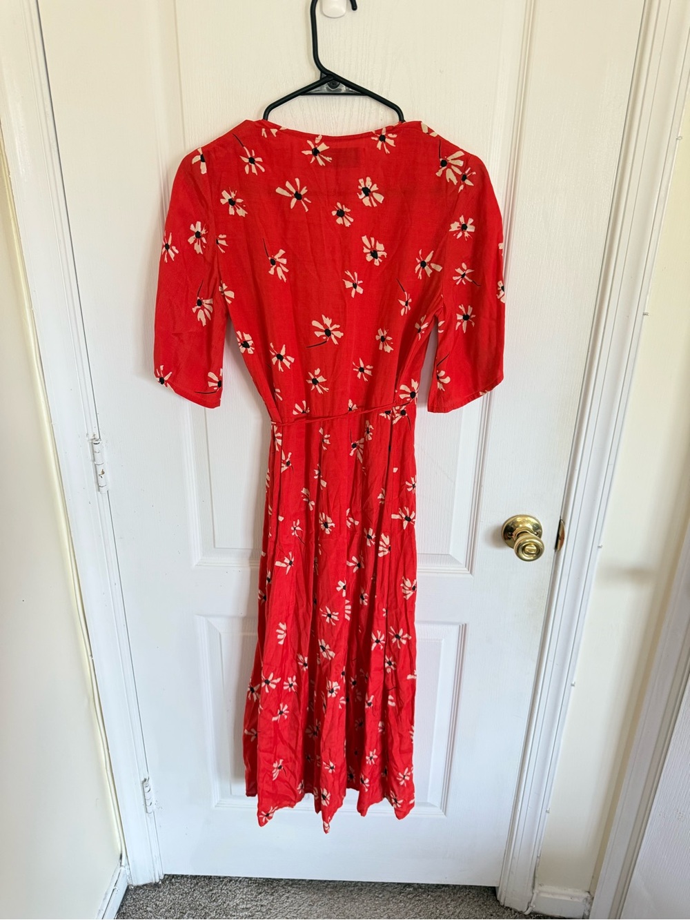 Faithfull the Brand x Anthropologie Riviera Red Floral Wrap Midi Dress - Picture 3 of 7